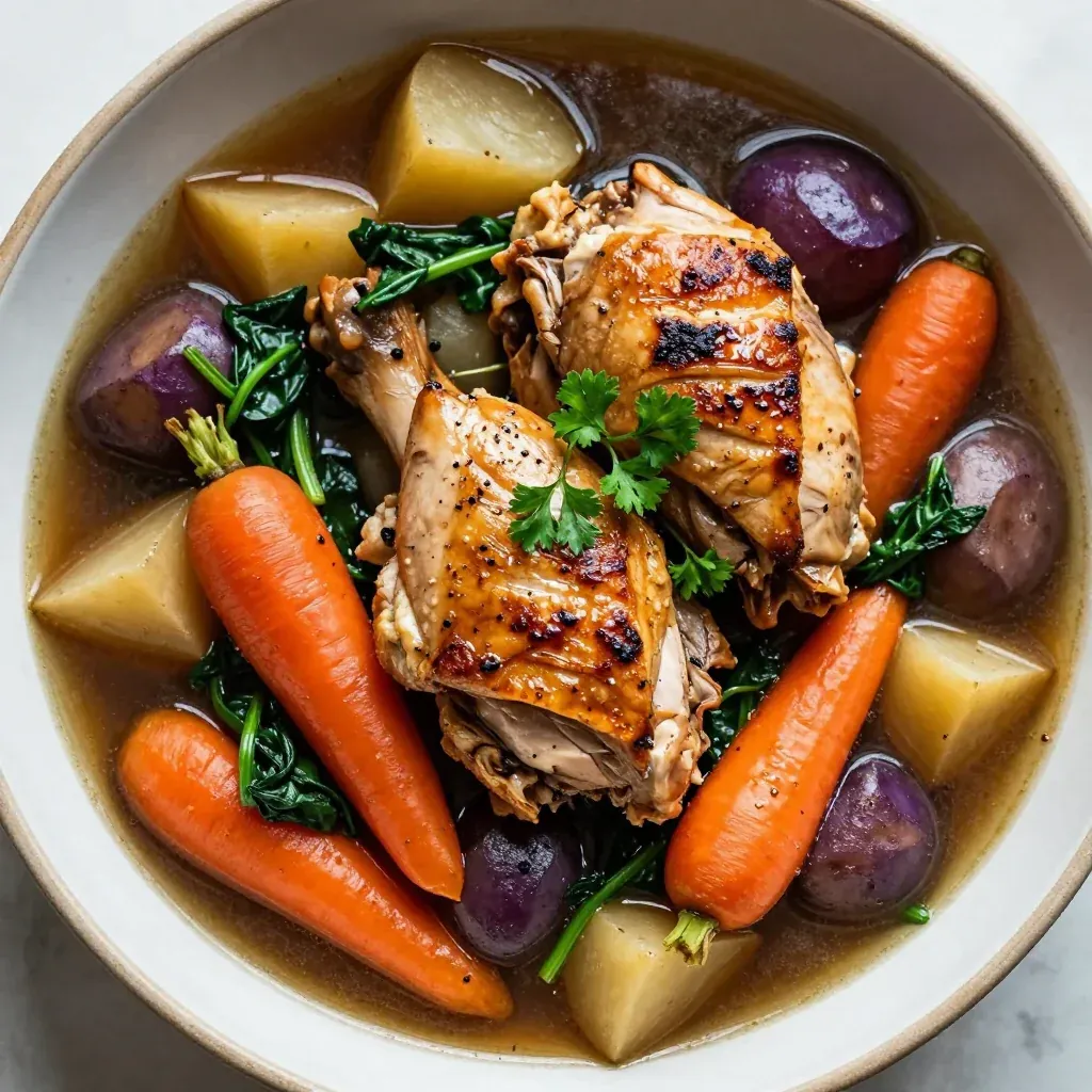 healthy slow cooker turkey stew with spinach and root vegetables