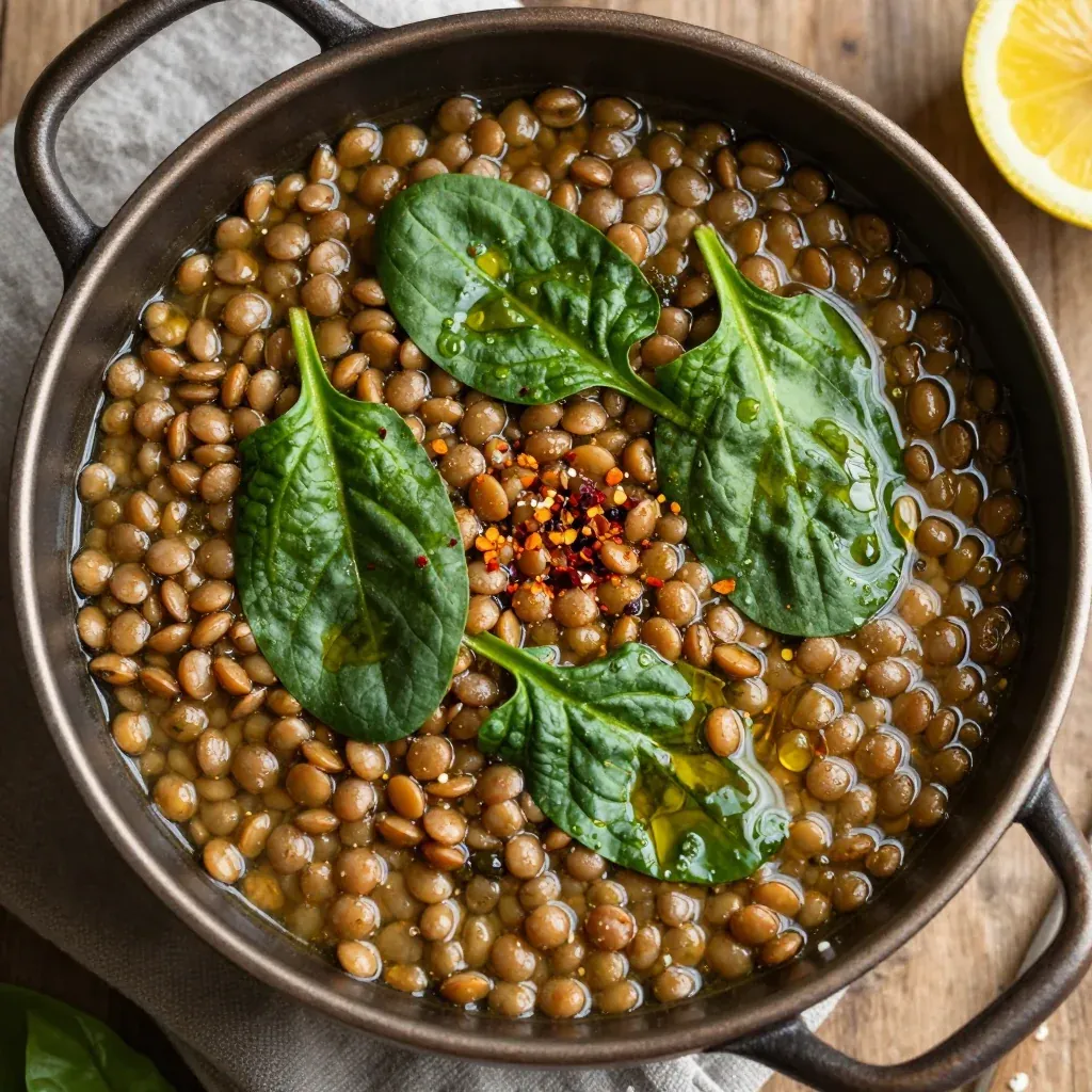 onepot lentil and spinach soup for healthy winter meal prep