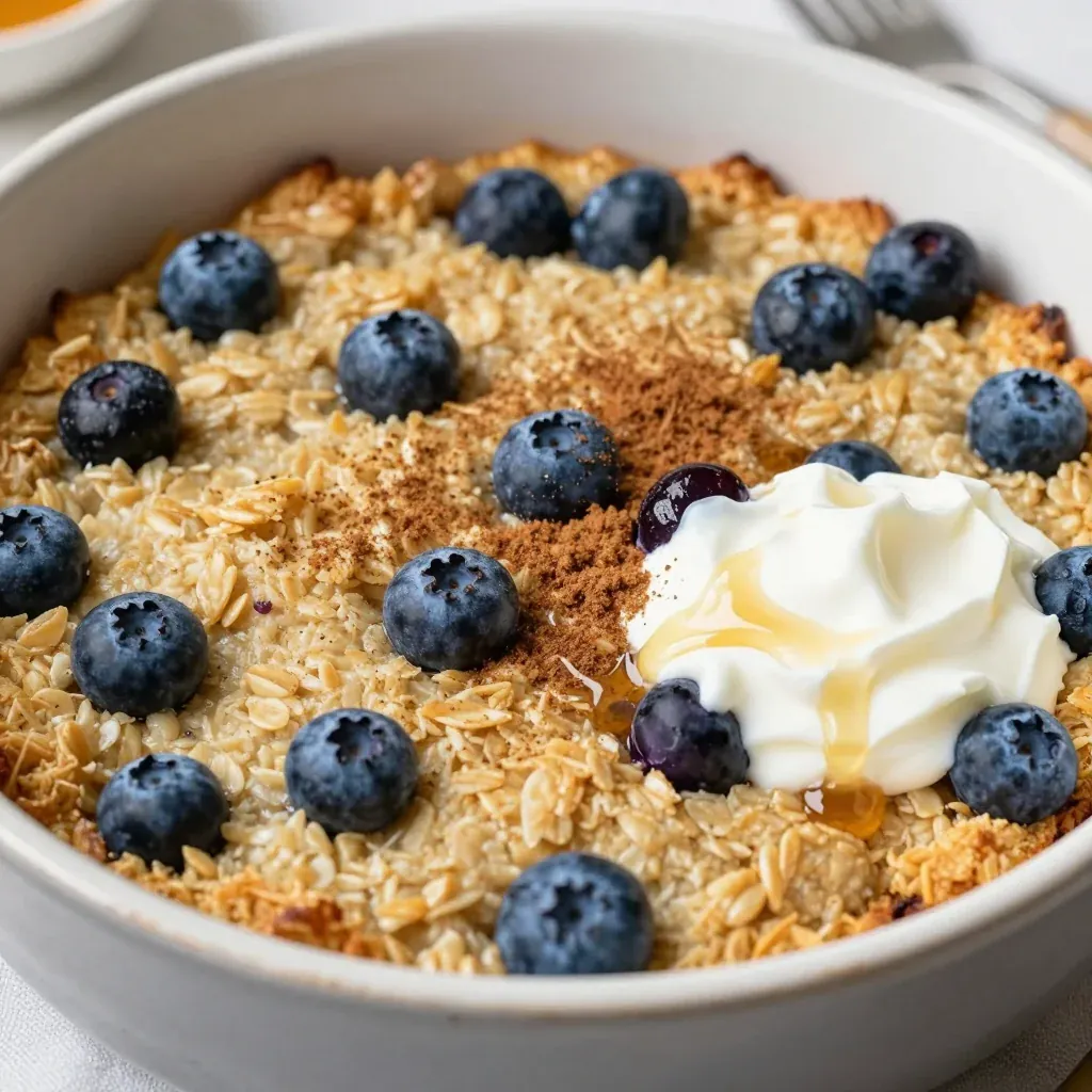 Simple Baked Oatmeal with Blueberries and Cinnamon