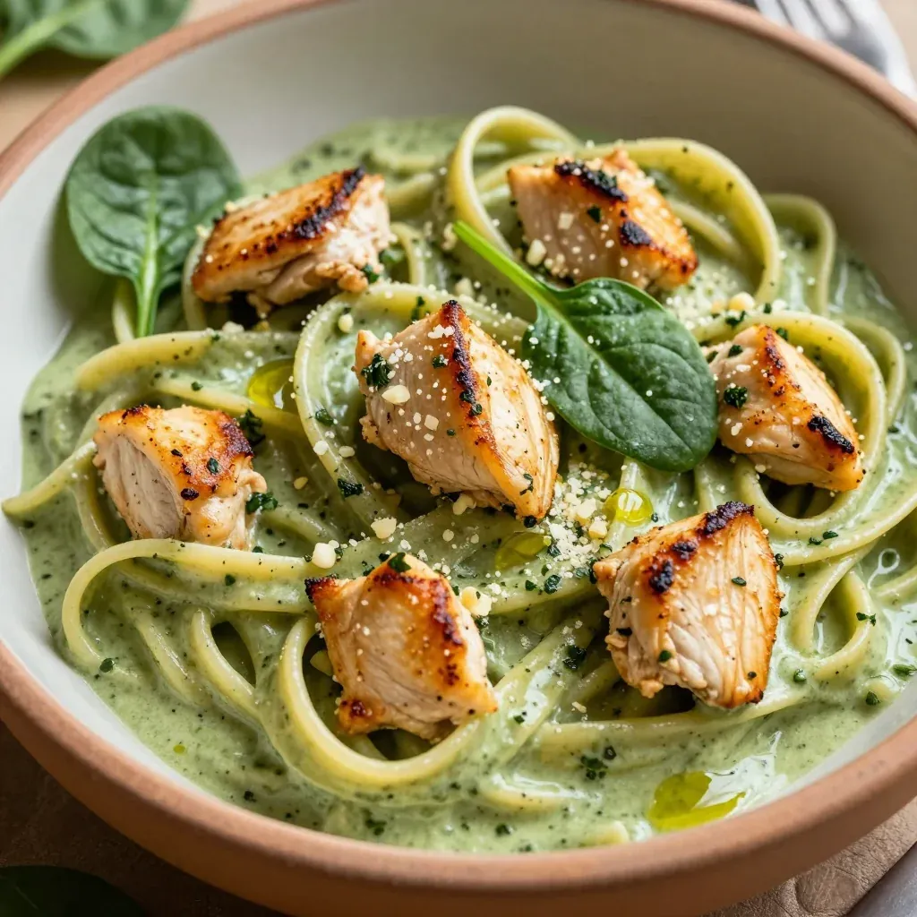 creamy spinach and garlic chicken pasta for healthy family dinners