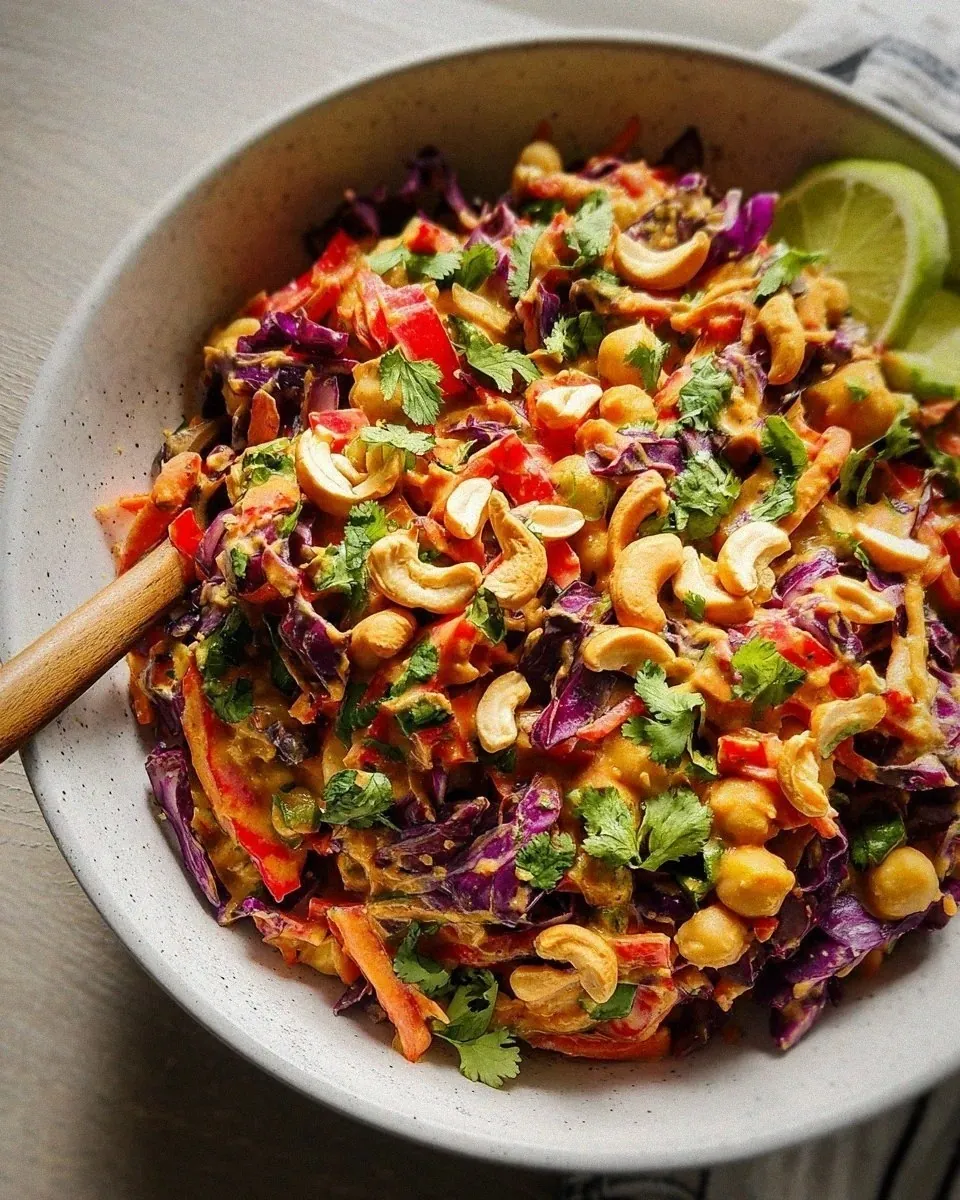Chopped Thai-Inspired Chickpea Salad with Curry Peanut Dressing