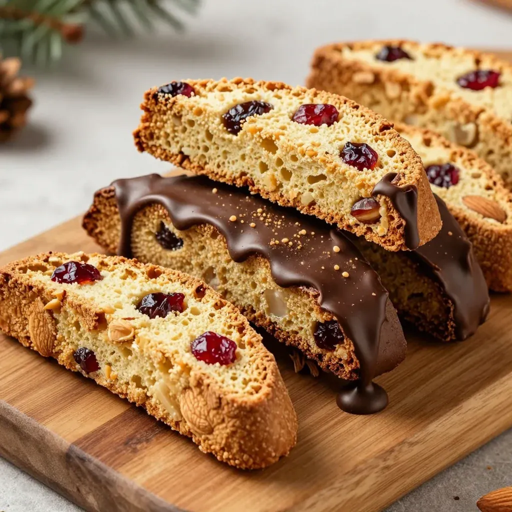 Gingerbread Biscotti with Spiced Chocolate Drizzle