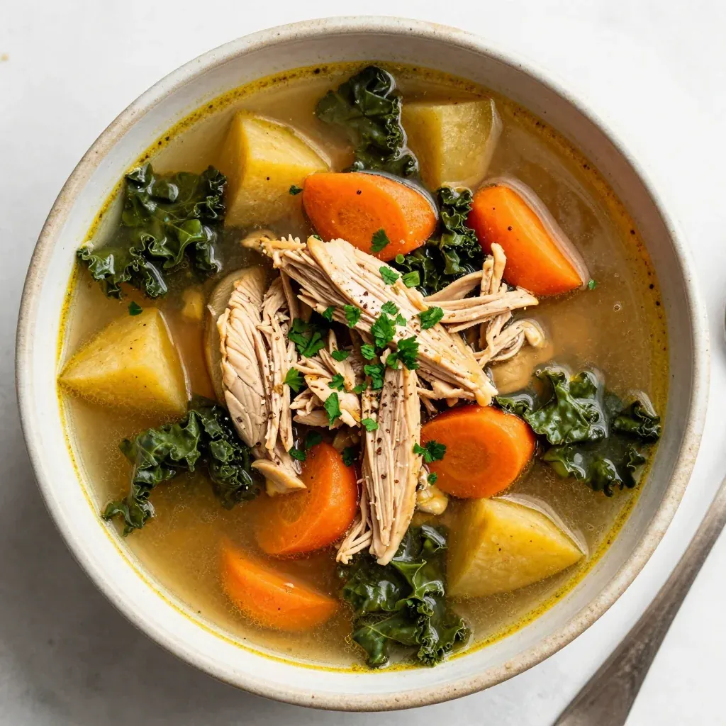 high protein chicken and winter vegetable soup for cold days