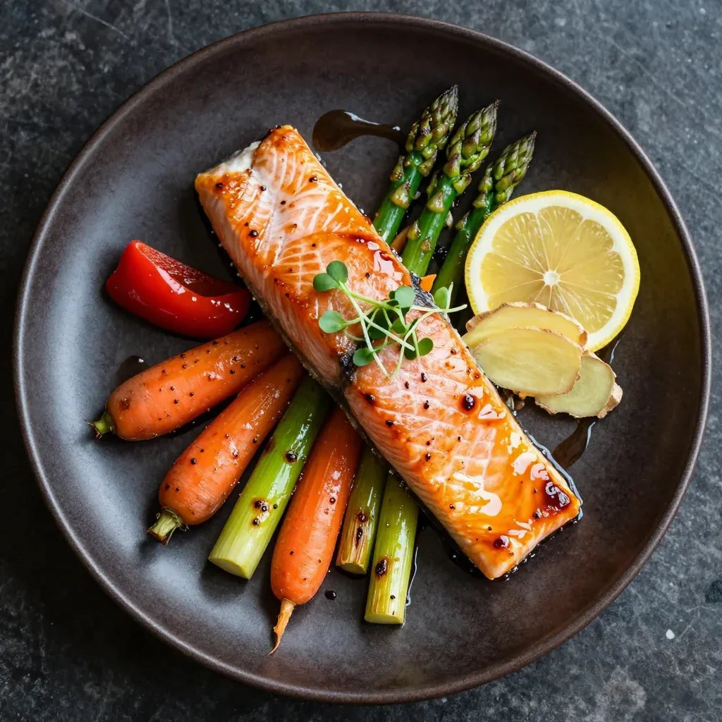 Detox Lemon Ginger Salmon with Roasted Vegetables