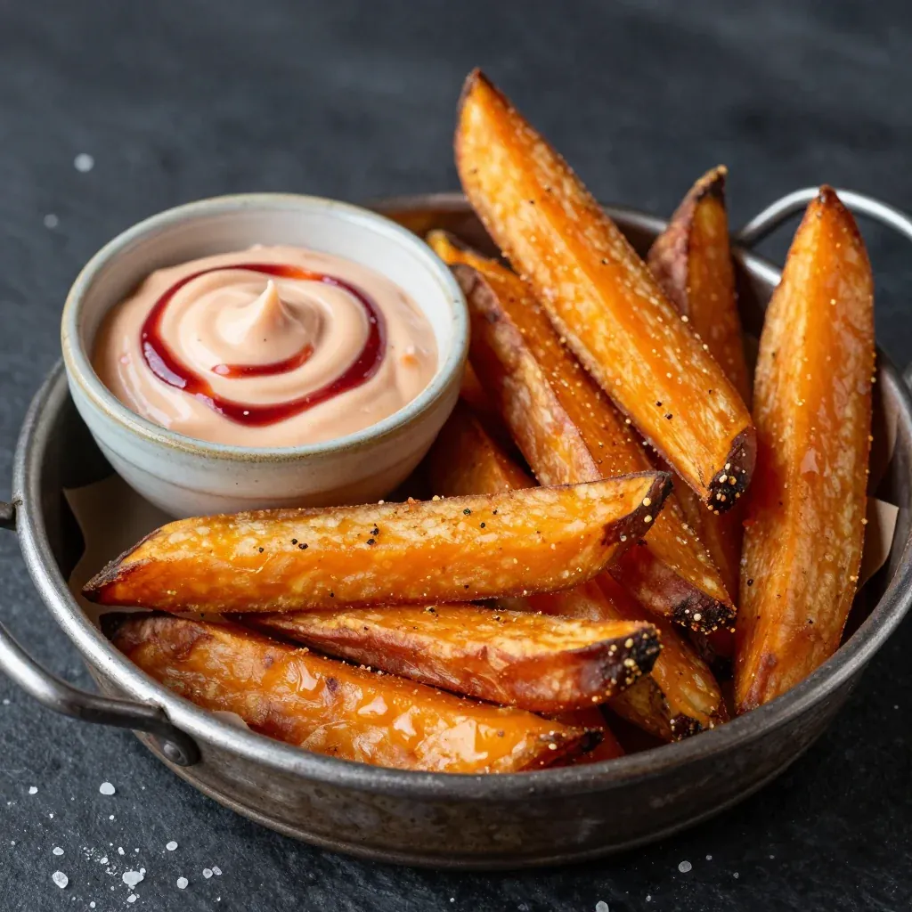 Crispy Air Fryer Sweet Potato Fries with Chipotle Mayo