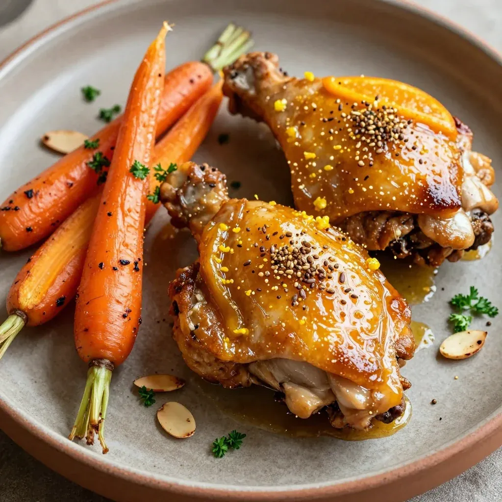 warm spiced citrus chicken with carrots and sweet potatoes