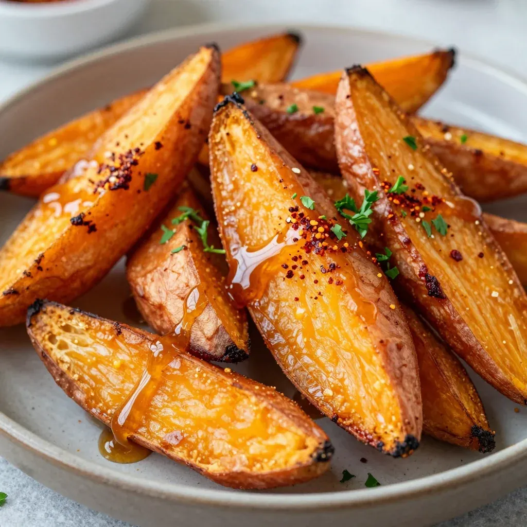 Crispy Smashed Sweet Potatoes with Honey and Chili