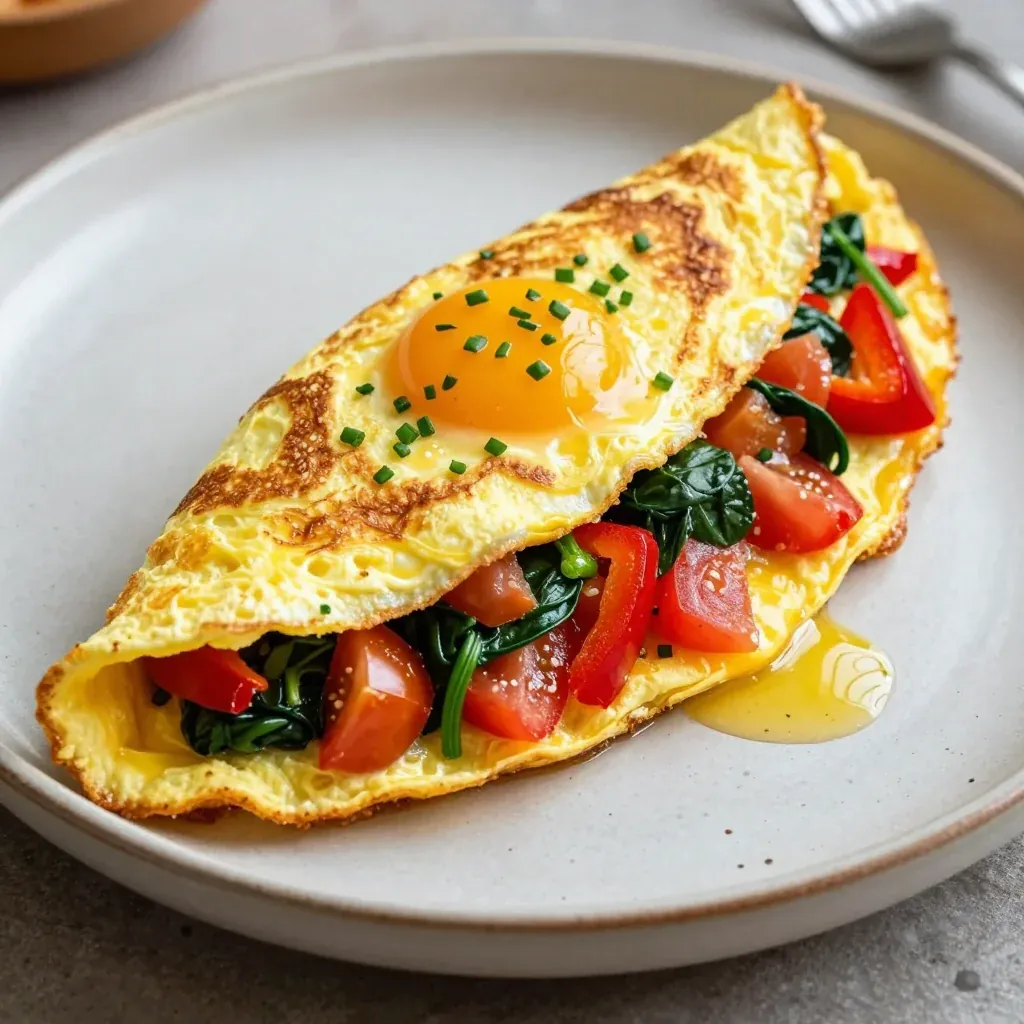 Easy Veggie Loaded Omelet for New Year Breakfast