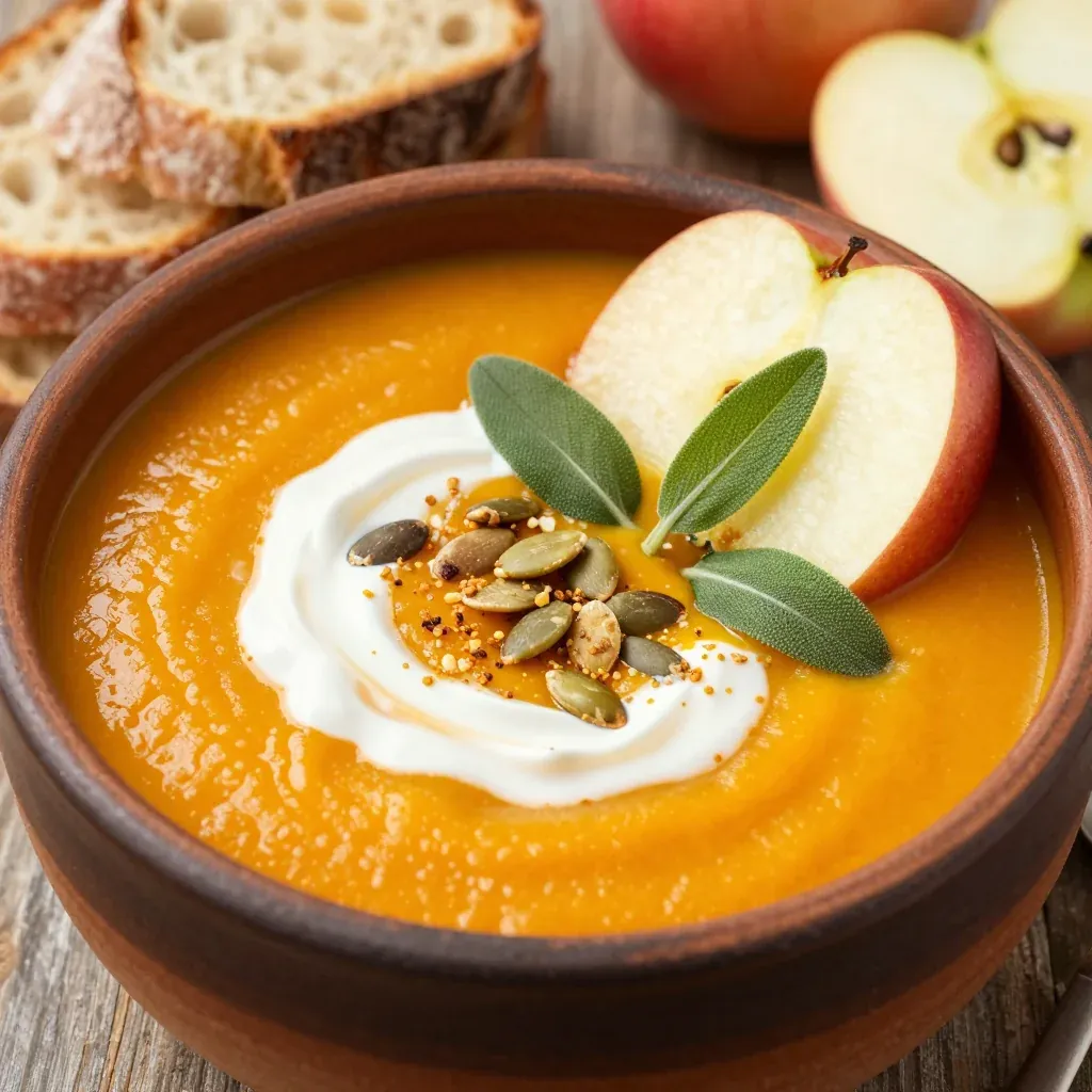 Warm Butternut Squash and Apple Soup for Fall