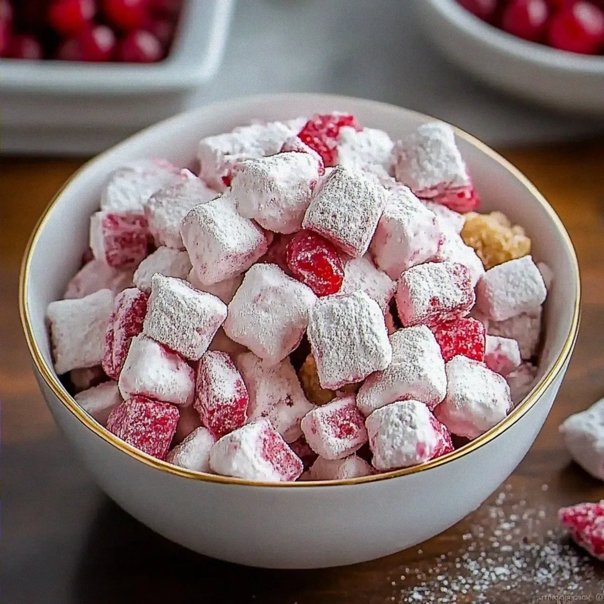 Irresistibly Creamy Cherry Cheesecake Puppy Chow Delight