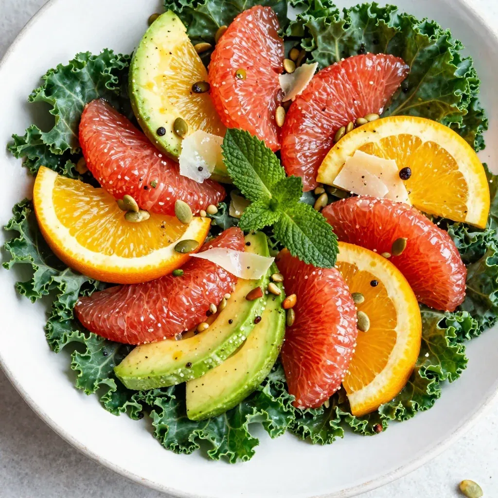 zesty citrus and kale salad with grapefruit for light new year family meals