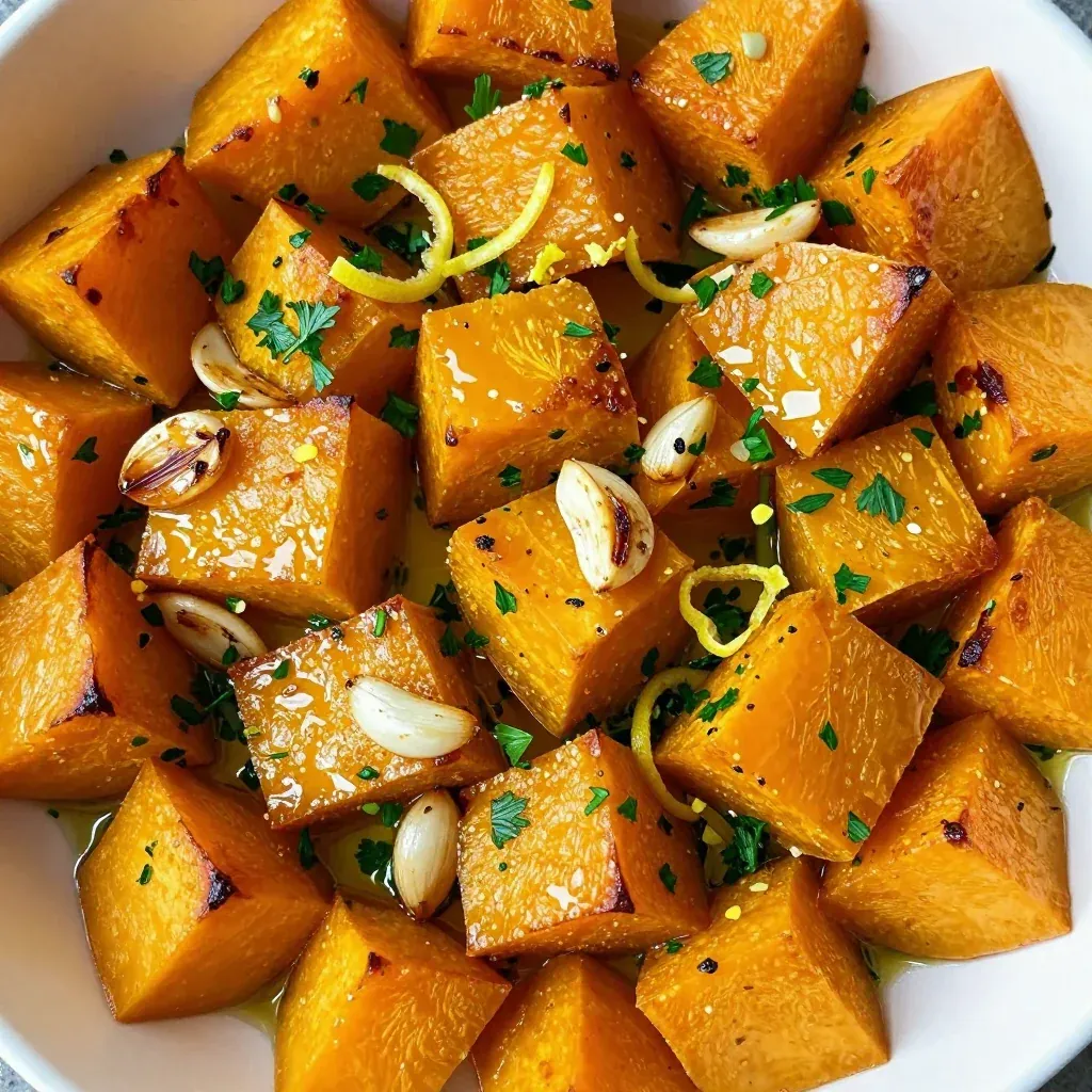 healthy garlic and lemon roasted winter squash for budget friendly meals