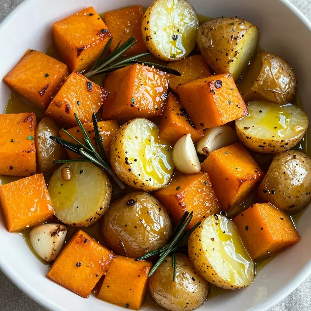 garlic roasted winter squash and potatoes for easy family meals