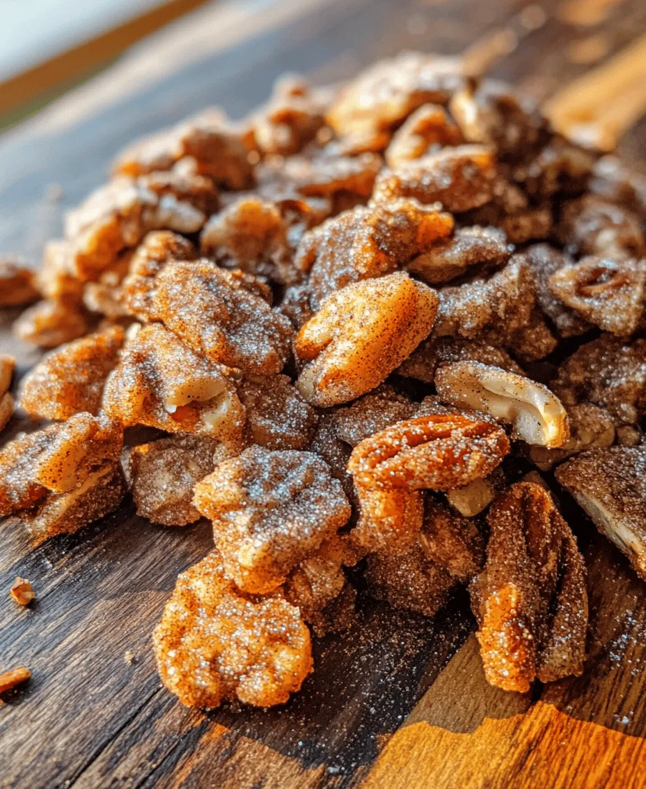 Welcome to the delightful world of sweet snacks, where every bite can transport you to a realm of comfort and indulgence. Among the myriad of sweet treats, <strong>Sweet Cinnamon Sugar Pecans</strong> stand out as a perfect blend of sweetness and spice, tantalizing your taste buds with their crunchy texture and rich flavor profile. These pecans are not just a treat; they are a versatile delight that can elevate any occasion. Whether you’re enjoying them as a snack, gifting them in a decorative jar, or using them as a topping for desserts and salads, sweet cinnamon sugar pecans are an irresistible addition to your culinary repertoire.” /></p>
</p>
<h3>Ideal Baking Time and Temperature</h3>
</p>
<p>To achieve the perfect texture for your sweet cinnamon sugar pecans, it’s crucial to pay close attention to the baking time and temperature. Preheat your oven to 350°F (175°C). This moderate temperature allows the pecans to roast evenly while developing that delightful crunch and flavor.</p>
</p>
<p>Typically, the ideal baking time is 10 to 15 minutes. However, the exact time may vary depending on your oven’s characteristics and the thickness of the sugar coating. To ensure the best outcome, set a timer for 10 minutes and check the pecans. Stir them gently to promote even baking and return them to the oven if they require more time.</p>
</p>
<h3>Signs to Look for When the Pecans Are Done</h3>
</p>
<p>A few key indicators will help you determine when your sweet cinnamon sugar pecans are perfectly baked. First, observe the color; they should be a rich golden brown. This golden hue is not just visually appealing; it also signals that the sugars have caramelized, enhancing their flavor profile.</p>
</p>
<p>Next, take a moment to enjoy the aroma wafting from your oven. The warm scent of cinnamon and sugar will fill your kitchen, inviting you to savor the upcoming treat. If you notice a fragrant aroma, that’s an excellent sign that your pecans are nearing completion.</p>
</p>
<h3>Importance of Cooling: How Cooling Affects Texture and Flavor</h3>
</p>
<p>Once your pecans are out of the oven, resist the urge to dive in immediately. Allow them to cool on the baking sheet for at least 10-15 minutes. Cooling is essential for achieving the desired texture. As the pecans cool, the sugar coating will harden, creating that satisfying crunch that makes these treats so irresistible.</p>
</p>
<p>Additionally, cooling allows the flavors to develop further. The initial heat can sometimes mask the depth of flavor from the spices and sugars. Once cooled, the pecans will present a well-rounded taste experience that balances sweetness, warmth, and nuttiness.</p>
</p>
<h3>Flavor Variations and Customizations</h3>
</p>
<p>One of the joys of making sweet cinnamon sugar pecans is the opportunity to customize the recipe to suit your preferences. Here are some ideas for altering the recipe:</p>
</p>
<h4>Substituting Nuts</h4>
</p>
<p>While pecans are the star of this recipe, feel free to experiment with other nuts. Walnuts and almonds make excellent substitutes and bring their unique flavors to the mix. If you opt for walnuts, expect a slightly earthier taste that pairs beautifully with cinnamon. Almonds can add a delightful crunch and a subtle sweetness, making them a fantastic alternative.</p>
</p>
<h4>Adjusting Sweetness</h4>
</p>
<p>If you want to tweak the sweetness level, consider using brown sugar instead of granulated sugar. Brown sugar adds a hint of molasses flavor, which complements the cinnamon beautifully. Alternatively, if you’re looking for a healthier option, try using alternative sweeteners like coconut sugar or maple syrup. Just be mindful of adjusting the quantities to achieve the desired sweetness without compromising the coating’s texture.</p>
</p>
<h4>Spice Level</h4>
</p>
<p>For those who enjoy a bit of heat, consider increasing the cayenne pepper or adding additional spices like nutmeg or ginger. Conversely, if you prefer a milder flavor, simply reduce the cayenne or omit it altogether. This flexibility allows you to create a batch that caters to your taste buds perfectly.</p>
</p>
<h3>Serving Ideas and Pairings</h3>
</p>
<p>Sweet cinnamon sugar pecans can be enjoyed in a myriad of ways. Here are some creative serving suggestions:</p>
</p>
<h4>As a Standalone Snack</h4>
</p>
<p>These pecans are perfect as a standalone snack. Their sweet and crunchy nature makes them ideal for munching on during movie nights, casual get-togethers, or even as a midday pick-me-up. Place them in a decorative bowl for a lovely presentation that entices guests.</p>
</p>
<h4>Pairing with Cheeses for a Gourmet Platter</h4>
</p>
<p>For a gourmet touch, consider incorporating sweet cinnamon sugar pecans into a cheese platter. Their sweetness contrasts nicely with the savory notes of cheeses like goat cheese, blue cheese, or sharp cheddar. Add fresh fruits, olives, and crackers for a delightful spread that elevates any gathering.</p>
</p>
<h4>Adding as a Crunchy Topping for Salads or Desserts</h4>
</p>
<p>Another creative way to serve these pecans is as a crunchy topping for various dishes. Sprinkle them over salads for added texture and flavor. They pair especially well with mixed greens, vinaigrette, and ingredients like cranberries or feta cheese.</p>
</p>
<p>Additionally, use sweet cinnamon sugar pecans as a topping for desserts. They can enhance ice creams, yogurt parfaits, or even cakes, providing a delightful crunch and a burst of flavor.</p>
</p>
<h3>Storage and Shelf Life</h3>
</p>
<p>To maintain the freshness of your sweet cinnamon sugar pecans, proper storage is essential. Store them in an airtight container at room temperature. This approach helps to keep them crunchy and prevents moisture from making them soggy.</p>
</p>
<p>For optimal freshness, consume your pecans within 1 to 2 weeks. If stored correctly, they can last up to a month, but their texture may begin to change over time.</p>
</p>
<p>To prevent clumping, avoid storing them in humid areas, and ensure the container is completely sealed. If you notice any unusual odors, moisture, or changes in texture, it’s best to discard them to ensure food safety.</p>
</p>
<h3>Health Benefits of Pecans</h3>
</p>
<p>Pecans aren’t just delicious; they also offer several health benefits. A one-ounce serving of pecans contains about 20 halves and provides significant nutrients, including healthy fats, protein, and fiber.</p>
</p>
<h4>Overview of the Nutritional Profile of Pecans</h4>
</p>
<p>Pecans are rich in monounsaturated fats, which are known to promote heart health by lowering bad cholesterol levels. They also contain antioxidants, vitamins, and minerals, including magnesium, zinc, and vitamin E, contributing to overall health and well-being.</p>
</p>
<h4>Discussing Heart Health Benefits and Antioxidant Properties</h4>
</p>
<p>The heart-healthy fats in pecans help reduce inflammation and support cardiovascular health. Additionally, pecans are packed with antioxidants that combat oxidative stress and may reduce the risk of chronic diseases. They are a great addition to a balanced diet, providing both indulgence and nutrition.</p>
</p>
<h3>Conclusion</h3>
</p>
<p>Making sweet cinnamon sugar pecans at home is a delightful process that results in a crunchy, sweet treat perfect for any occasion. The joy of crafting these pecans lies not only in the rich flavors but also in the versatility and customizability of the recipe.</p>
</p>
<p>Feel free to experiment with various nuts, sweetness levels, and spice combinations to create your unique version. Whether you choose to enjoy them as a snack, incorporate them into cheese platters, or use them to elevate salads and desserts, sweet cinnamon sugar pecans are sure to please.</p>
</p>
<p>So gather your ingredients, embrace the process, and enjoy the delicious results. These pecans are not just a snack; they are a beloved treat that brings warmth and joy to every bite.</p>
</div>