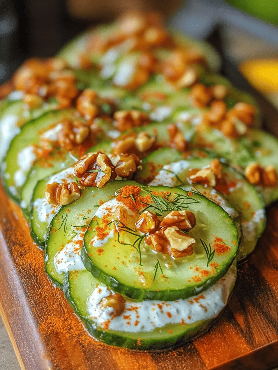 As the sun rises higher and the days grow longer, the culinary world shifts towards lighter, refreshing dishes that celebrate the vibrant flavors of summer. One such dish that embodies this spirit is the "Crispy Cucumber Explosion." This delightful appetizer is not only visually stunning with its bright green hues but also offers a burst of flavor and texture that is sure to impress your guests. The recipe combines the crispness of cucumbers with a creamy, tangy yogurt sauce, making it a perfect addition to any summer gathering, picnic, or barbecue.