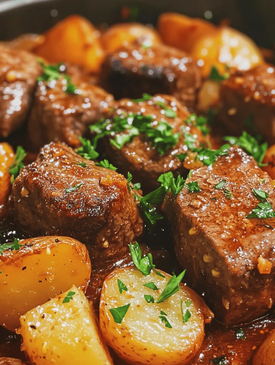 Slow Cooker Garlic Butter Beef Bites & Potatoes is a dish that embodies convenience, flavor, and comfort all in one pot. This hearty recipe features tender beef bites simmered in a rich garlic butter sauce, complemented by the earthy goodness of baby potatoes. Perfect for busy weeknights or cozy family gatherings, this dish allows you to come home to a warm, satisfying meal without the fuss of extensive prep work.