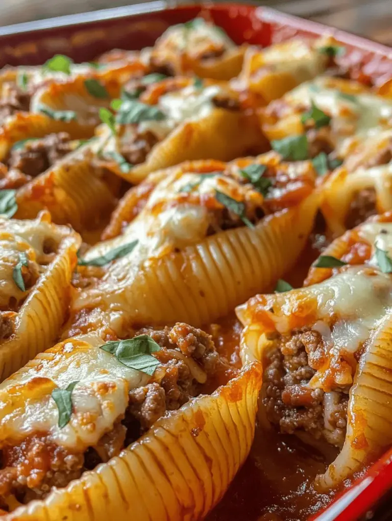 When it comes to comfort food, few dishes can rival the hearty and satisfying experience of Cheesy Beef-Stuffed Pasta Shells. This family-friendly meal is not just a feast for the eyes but a delightful explosion of flavors that appeals to both kids and adults alike. Picture this: tender pasta shells brimming with a rich mixture of seasoned ground beef and creamy cheeses, all enveloped in a warm, flavorful marinara sauce. It’s no wonder that this recipe has become a staple for busy weeknights and special gatherings alike.