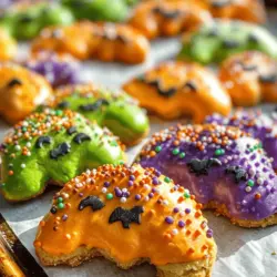 Creating the perfect cookie dough is the foundation for your Spooktacular Halloween Cookies. The first step involves mixing in food coloring to achieve the desired festive hues. It’s essential to evenly mix the food coloring into the dough. This ensures that each cookie has a vibrant, consistent color. If you want to create a gradient effect, consider dividing your dough into portions and coloring each one differently. This not only adds visual interest but also makes for a fun baking experience.