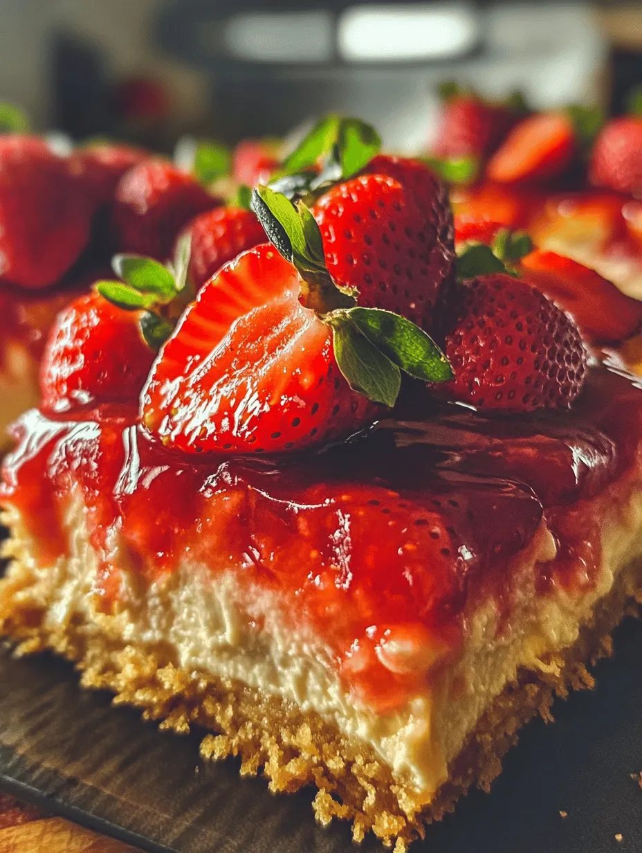 Indulging in a slice of strawberry cheesecake is a delightful experience that combines the rich, creamy texture of cheesecake with the bright, refreshing flavor of strawberries. Strawberry cheesecake bars take this classic dessert to new heights, offering a convenient and portable way to enjoy a beloved treat. These bars are not only visually appealing, with their vibrant red strawberry topping contrasted against a creamy cheesecake filling, but they are also incredibly satisfying to eat.