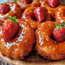 French crullers are a timeless pastry that elegantly combines a light, airy texture with a rich, indulgent flavor. Originating from France, these delightful treats have charmed pastry lovers across the globe. They are often recognized for their unique shape, which features a twisted, spiral form that creates a beautiful, golden exterior. While traditional crullers are delightful in their own right, the strawberry glazed variation elevates this treat to new heights, incorporating the bright, sweet flavor of fresh strawberries that perfectly complements the buttery dough.