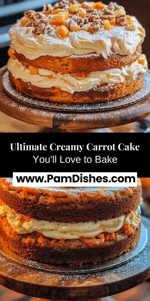 Discover the secrets to baking the ultimate creamy carrot cake from scratch! With moist layers spiced just right and a rich cream cheese frosting that elevates every bite, this recipe is perfect for any occasion. From novice bakers to seasoned pros, everyone can impress with this delightful dessert. Embrace the joy of baking and enjoy the harmonious flavors of this classic treat. Get started today! #CarrotCake #Baking #DessertRecipes #Homemade #SweetTreats