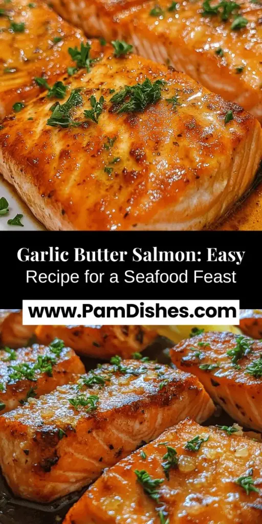 Discover the mouthwatering Garlic Butter Salmon Delight, a quick and easy recipe perfect for seafood lovers! This dish showcases tender salmon paired with rich garlic butter, delivering an unforgettable flavor experience. Packed with omega-3s and protein, it’s not only delicious but also nutritious. Perfect for both busy weeknights and special occasions, this recipe will have everyone coming back for more! Try it today! #SalmonRecipe #SeafoodLovers #DinnerIdeas #HealthyEating #CookingAtHome #GarlicButter #TastyMeals