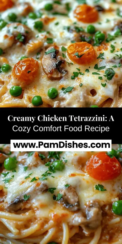Indulge in the warmth of Creamy Chicken Tetrazzini, a classic comfort food that combines tender chicken, al dente pasta, and a rich cream sauce for a heartwarming meal. Perfect for family dinners or cozy nights in, this versatile dish can be customized to suit any palate. Discover its origins, ingredients, and step-by-step preparation in this delightful recipe. Bring nostalgia to your table and create lasting memories with every bite. #ChickenTetrazzini #ComfortFood #PastaLovers #Foodie #Casserole #HomeCooking
