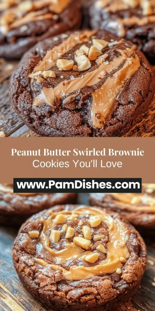 Indulge in the ultimate dessert experience with these Swirled Brownie Cookies featuring a delicious peanut butter twist! Combining the rich, fudgy goodness of brownies and the sweet crunch of cookies, this recipe is perfect for any occasion. Your friends and family will love the creamy peanut butter swirl that takes the flavor to a whole new level. Bake, share, and enjoy every bite of these irresistible treats! #BrownieCookies #PeanutButter #BakingFun #Desserts #DeliciousTreats