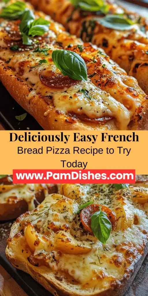 Discover the joy of making French bread pizza with this easy and customizable recipe! Perfect for a quick dinner or fun gathering, you can transform simple French bread into a delicious meal loaded with your favorite toppings. From classic pepperoni to gourmet veggies, this dish caters to all dietary needs. Explore the best tips for achieving that crispy crust and perfectly melted cheese. Try it today! #FrenchBreadPizza #EasyRecipes #PizzaNight #Foodie #QuickMeals #Yum #HomemadePizza