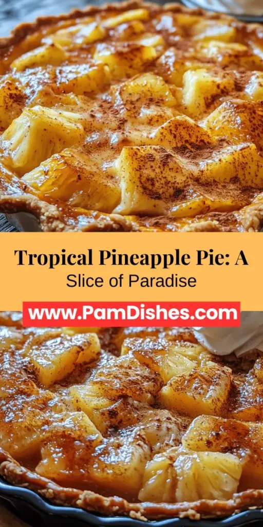 Dive into tropical bliss with this delicious Pineapple Pie recipe! Perfect for any occasion, this dessert brings the bright, sweet-tart flavors of fresh pineapple to life in a buttery, flaky crust. Experience the joy of baking with fresh ingredients that’ll elevate your pie from ordinary to extraordinary. Serve it warm with whipped cream or enjoy it chilled. Your taste buds will thank you! #PineapplePie #TropicalDessert #BakingJoy #FreshIngredients #RecipeIdeas #SummerTreats