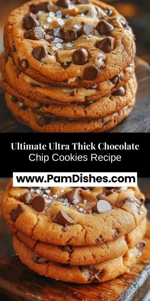 Indulge in the magic of baking with this ultra-thick bakery-style chocolate chip cookie recipe! These cookies are perfect for pleasuring your taste buds with their crispy edges and gooey centers. Discover the secrets behind their delightful texture, including chilling the dough and the right sugar combination. Bake these delicious cookies and fill your home with a warm, inviting aroma. Get ready for compliments! #ChocolateChipCookies #Baking #DessertRecipes #HomeBaking #CookieLovers