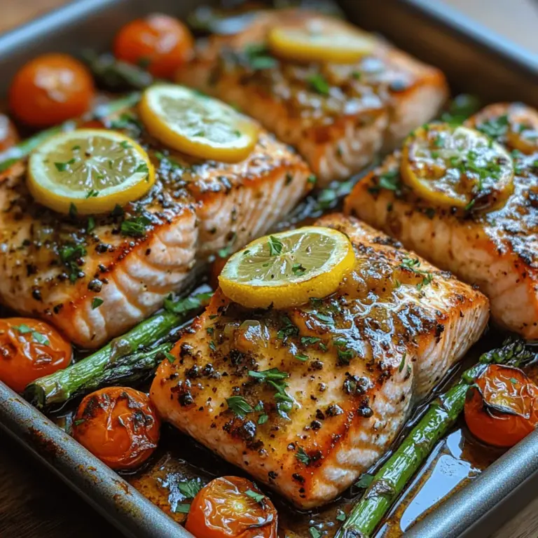 If you're searching for a meal that perfectly blends health, flavor, and convenience, look no further than Sheet Pan Garlic Butter Salmon with Vegetables. This delightful dish offers a remarkable balance of tender, flaky salmon paired with vibrant, roasted vegetables, all infused with a rich garlic butter sauce. Not only is it a feast for the taste buds, but it also embodies the essence of a healthy lifestyle, making it a perfect choice for anyone looking to maintain a nutritious diet without sacrificing flavor.