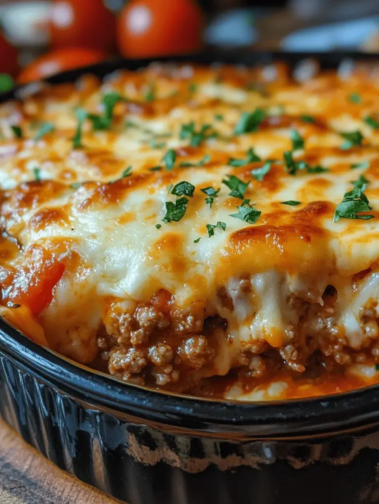 Beef Lombardi Casserole is the perfect dish for those seeking comfort in a meal that unites family and friends around the dinner table. This casserole is not only filling but also boasts an incredible balance of flavors and textures, making it an ideal choice for weeknight dinners or festive gatherings. Each bite combines the richness of hearty ground beef, the creaminess of cheeses, and the satisfying chew of al dente pasta, creating a harmonious blend that will leave everyone asking for seconds.
