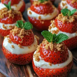 The first and foremost ingredient in this recipe is, of course, fresh strawberries. When selecting strawberries for your Cheesecake Deviled Strawberries, it is essential to choose ripe, plump berries that are firm to the touch and bright red in color. Look for strawberries that have their green caps intact, as this indicates freshness. Varieties like June-bearing strawberries, everbearing strawberries, or even local heirloom types can provide excellent flavor profiles. Make sure to avoid strawberries that show signs of bruising or mold, as they can affect both the taste and presentation of your dish.