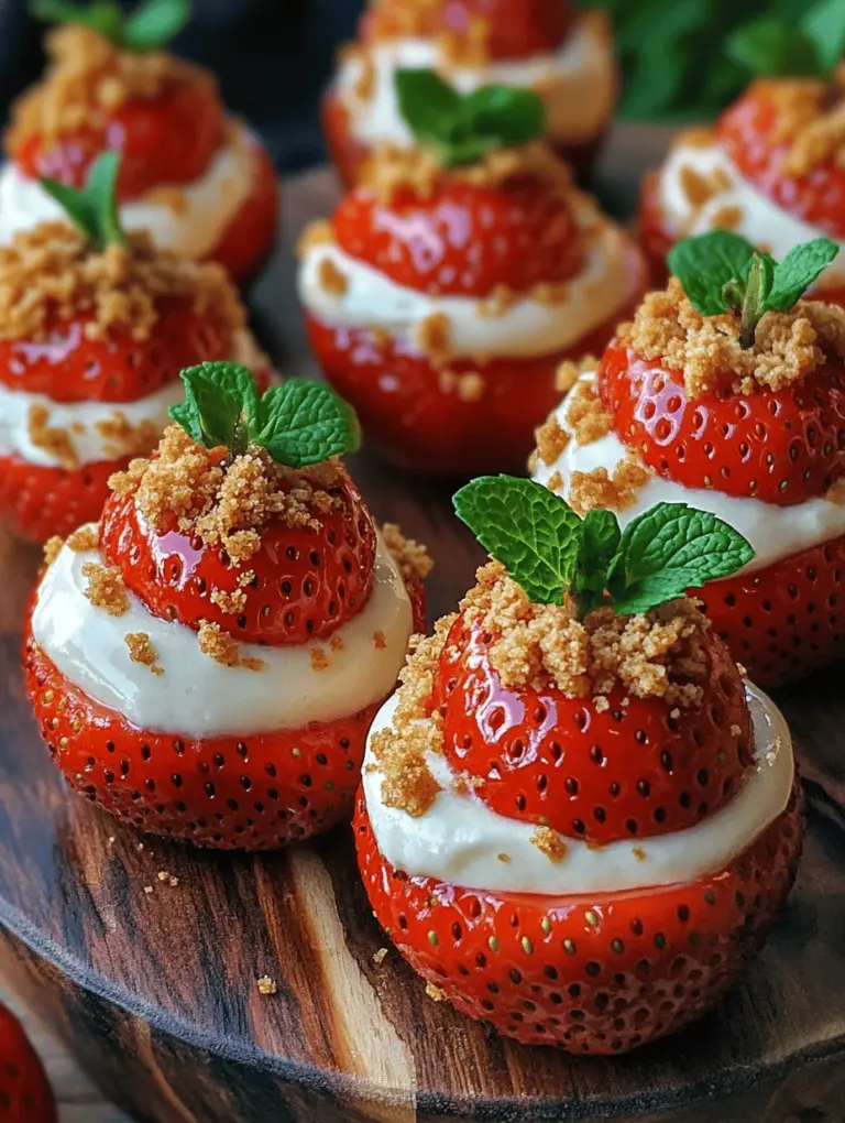The first and foremost ingredient in this recipe is, of course, fresh strawberries. When selecting strawberries for your Cheesecake Deviled Strawberries, it is essential to choose ripe, plump berries that are firm to the touch and bright red in color. Look for strawberries that have their green caps intact, as this indicates freshness. Varieties like June-bearing strawberries, everbearing strawberries, or even local heirloom types can provide excellent flavor profiles. Make sure to avoid strawberries that show signs of bruising or mold, as they can affect both the taste and presentation of your dish.
