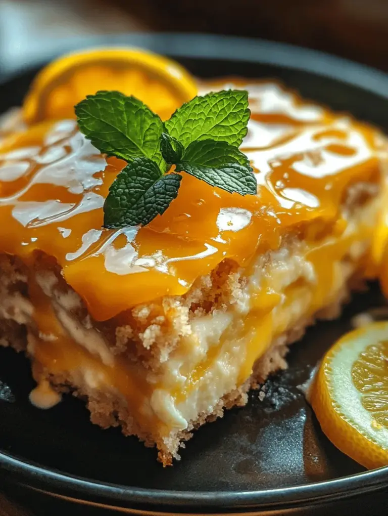 If you're looking for a dessert that effortlessly marries tangy flavors with a creamy texture, then look no further than the Tangy Lemon Cream Cheese Dump Cake with a Buttery Crust. This delightful recipe is a wonderful treat for any occasion, boasting a refreshing lemon zing that brightens up your palate, combined with the rich creaminess of cream cheese.