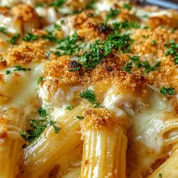 Discover the comforting and indulgent flavors of Garlic Parmesan Chicken Pasta Bake, a delightful dish that brings together tender chicken, creamy sauce, and perfectly baked pasta for a satisfying meal. This dish is not only a feast for the eyes but also a treat for the taste buds, making it perfect for family dinners or gatherings. With its harmonious blend of garlic and Parmesan, Garlic Parmesan Chicken Pasta Bake quickly becomes a favorite among both kids and adults alike.