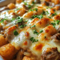 The Philly Cheese Steak Casserole Delight is a delightful twist on the beloved classic sandwich that originated in Philadelphia. Known for its savory combination of thinly sliced beef, melted cheese, and sautéed vegetables, the Philly cheesesteak has long been a favorite comfort food for many. This casserole version captures the essence of the traditional dish while offering a convenient and satisfying meal option, perfect for busy weeknights or family gatherings.