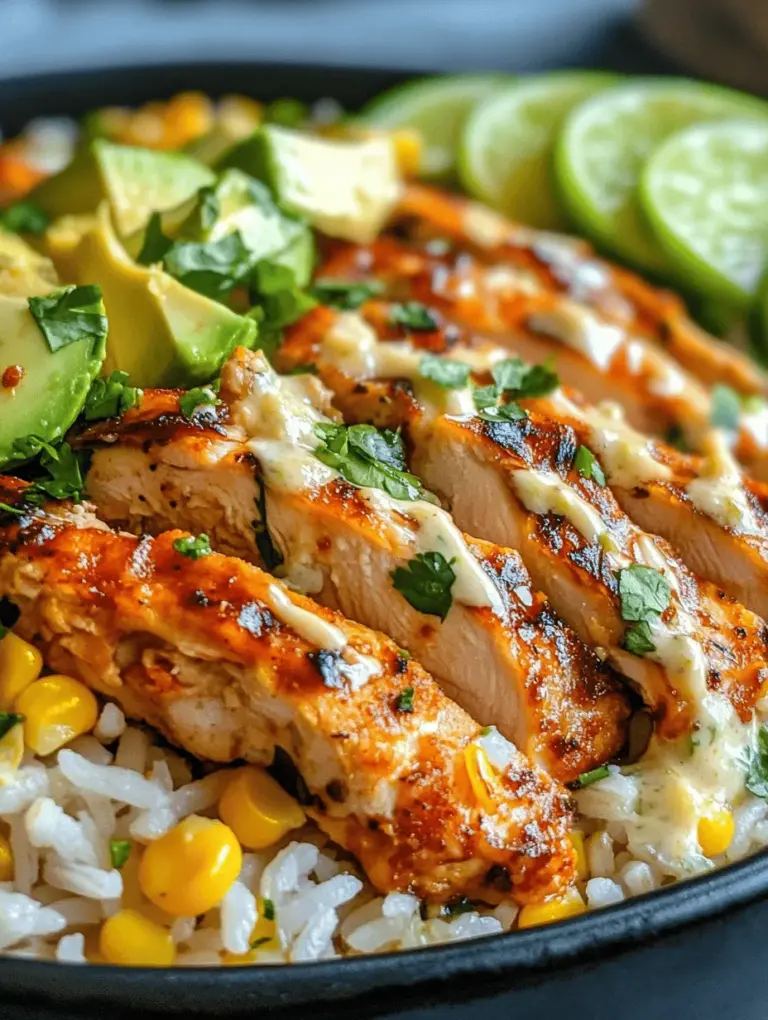 Introducing the Flavor-Packed Street Corn Chicken Rice Bowl, a delightful fusion of flavors and textures that will tantalize your taste buds and satisfy your hunger. This dish is a vibrant celebration of ingredients that come together to create a mouthwatering experience reminiscent of the lively street food culture found in many parts of the world. With its colorful components and bold flavors, this rice bowl brings the essence of outdoor markets straight to your kitchen.