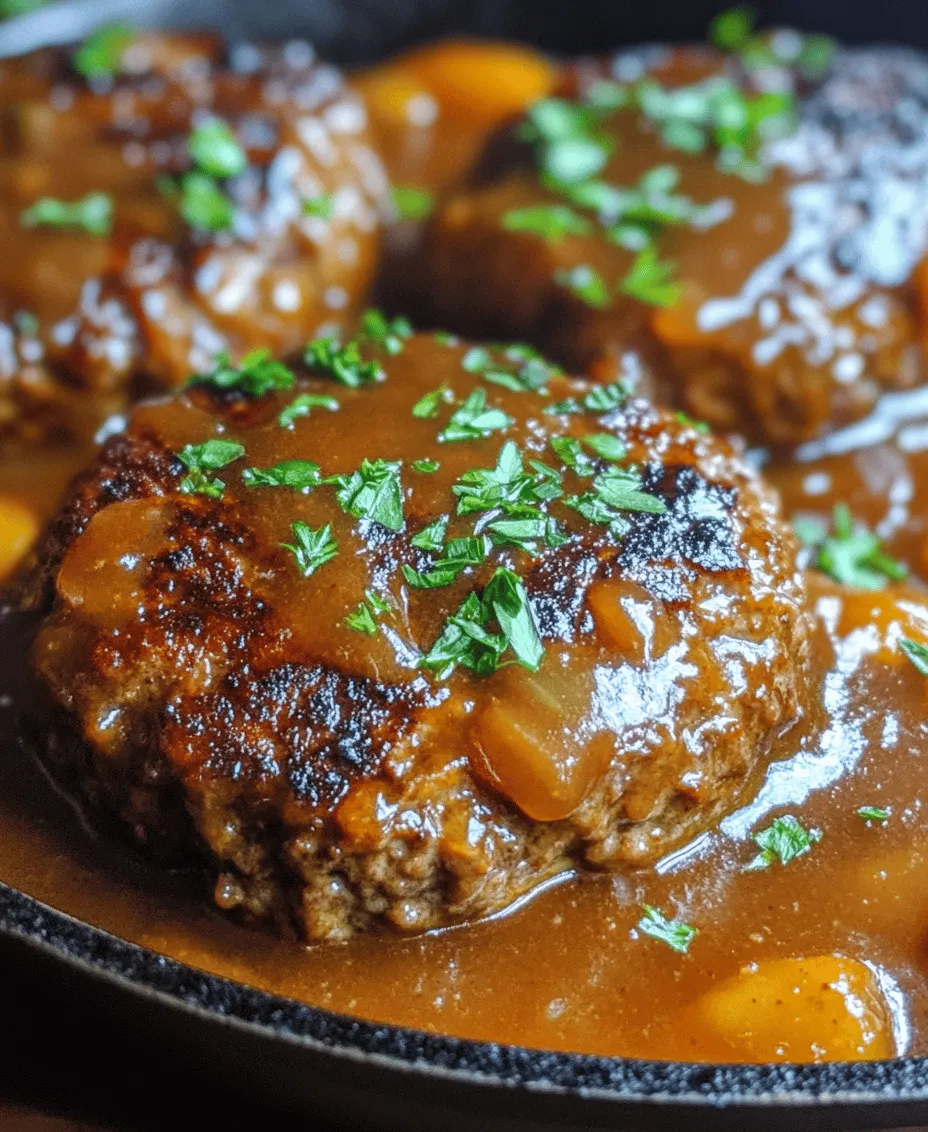 Dive into the comforting world of classic American cuisine with our Sizzling Salisbury Steak with Savory Brown Gravy. This dish is a nostalgic favorite that combines tender beef patties with a rich, flavorful gravy, making it a perfect meal for family dinners or special occasions. The savory aroma of the beef sizzling in the pan, combined with the rich smell of the gravy simmering, creates an inviting atmosphere that awakens the appetite and brings everyone to the table.