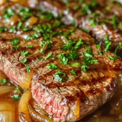 In the realm of comfort food, few dishes evoke as much warmth and satisfaction as a hearty serving of sizzling steak beneath savory onion gravy. This delightful recipe captures the essence of rich flavors and tender textures, making it a perfect choice for a cozy family dinner or a special occasion. The star of the show is the ribeye steak, known for its marbling and robust flavor, complemented by the earthy sweetness of caramelized onions simmered in a savory gravy.