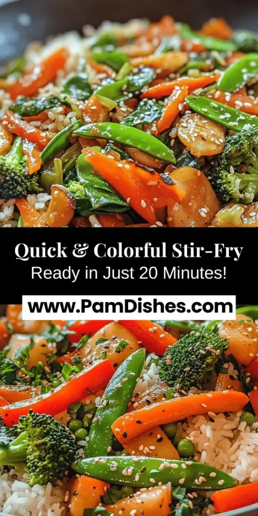 Discover the vibrant world of cooking with this Quick & Colorful 20-Minute Veggie Stir-Fry! Packed with essential nutrients, this dish makes healthy eating a breeze on busy weeknights. Featuring a mix of fresh vegetables like bell peppers, broccoli, and carrots, it's not only a feast for the eyes but also for the palate. Plus, with just a few simple cooking steps, you can whip up a delicious, satisfying meal that encourages creativity in the kitchen. Enjoy the benefits of a nutritious, plant-based diet while indulging in a flavorful and colorful stir-fry that can be personalized to your taste. Perfect for quick meals without compromising on health!