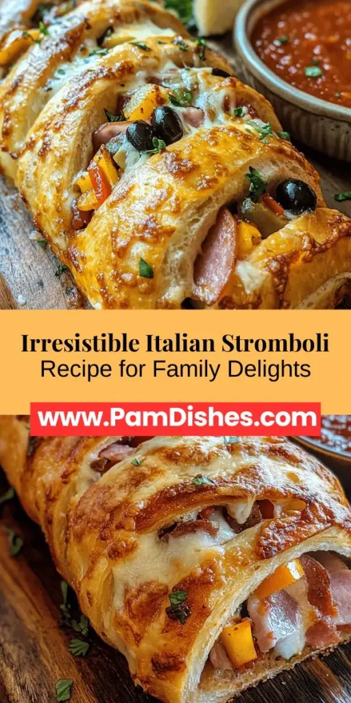 Dive into the delicious world of Italian cuisine with our Italian Stromboli Extravaganza recipe! This comforting dish combines the savory goodness of meats, melty cheeses, and fresh veggies, all wrapped in golden-brown pizza dough. Perfect for family dinners or cozy nights, Stromboli is a culinary experience that captures the essence of Italy. Experiment with fillings and enjoy a dish that's as versatile as it is flavorful! #Stromboli #ItalianFood #Cooking #RecipeIdeas #Foodie