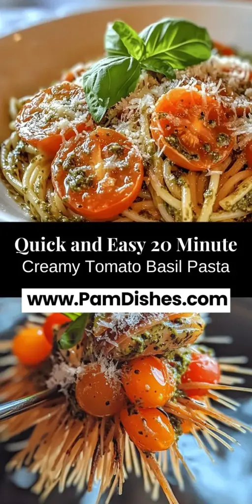Discover the joy of cooking with our 20 Minute Creamy Tomato Basil Pesto Pasta, a quick and delicious solution for busy lives. This vibrant dish combines perfectly cooked pasta with a silky sauce made from cherry tomatoes, fresh spinach, and aromatic shallots and garlic. Enhanced by a rich basil pesto and your choice of cream, this meal is both nutritious and satisfying. Enjoy this recipe for lunch or dinner and make mealtime a delightful experience without the stress.