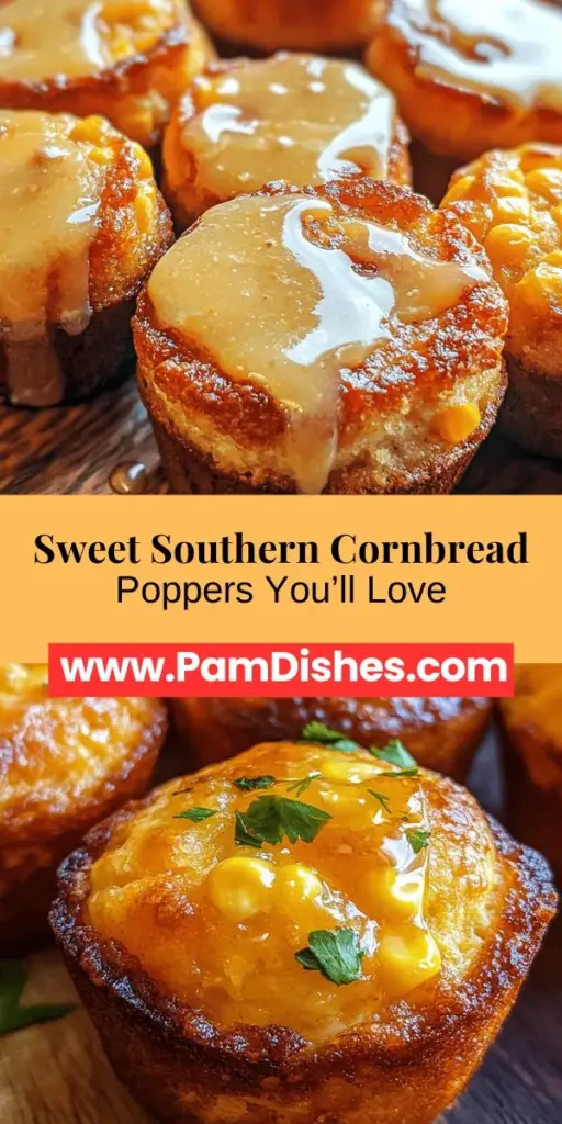 Discover the joy of Southern cooking with these delightful Southern-Style Honey Butter Cornbread Poppers! These bite-sized treats combine sweet and buttery flavors, making them perfect for any occasion. With high-quality ingredients like cornmeal, buttermilk, and honey, you’ll create a comforting dish that's both versatile and delicious. Whether served as an appetizer or snack, these poppers promise to be a hit at your next gathering! Enjoy the charm of Southern cuisine with every delicious bite.