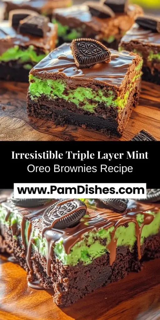 Indulge in the delectable world of Triple Layer Fudgy Mint Oreo Brownies, a dessert that combines rich, fudgy chocolate with a refreshing mint cream layer and a crunchy Oreo topping. Perfect for any occasion, these brownies are not just visually striking but also a delight for your taste buds. Easy to make and customizable, they'll impress at parties or satisfy a sweet craving at home. Discover how to bake this mouthwatering treat today!