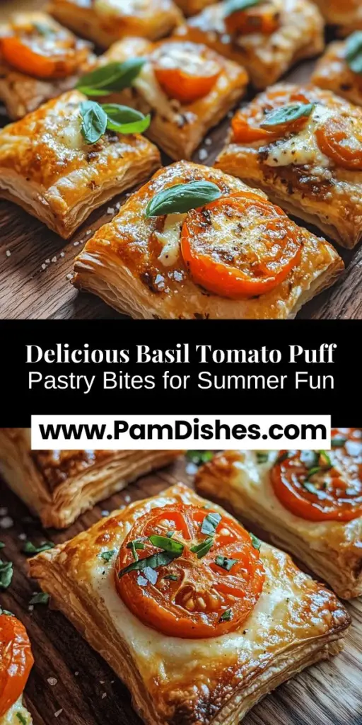 Discover the taste of summer with these delightful Basil Tomato Puff Pastry Bites! Bursting with fresh basil, sweet cherry tomatoes, and creamy mozzarella, these easy-to-make appetizers are perfect for parties or simply enjoying at home. With flaky, buttery puff pastry, every bite offers a gourmet experience. Explore the recipe today and impress your guests! #PuffPastry #BasilTomatoBites #SummerRecipes #Appetizers #CookingAtHome #DeliciousSnacks #Foodie