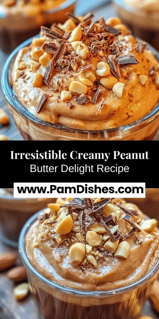 Discover the indulgent world of Creamy Peanut Butter Delight, a dessert that combines rich, nutty peanut butter with light, fluffy whipped cream. Perfect for anyone from novice to expert in the kitchen, this simple treat requires minimal ingredients and offers endless customization. Elevate your experience with chocolate, fresh fruit, or a sprinkle of sea salt. Ideal for spontaneous gatherings or last-minute cravings, this dessert is sure to impress!