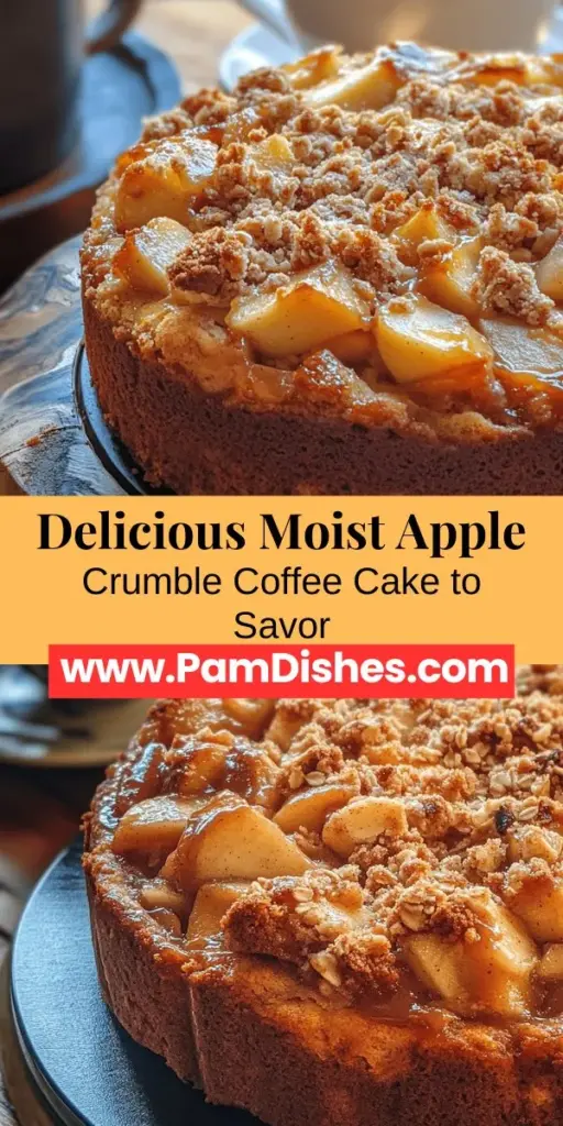 Indulge in the delightful flavors of this Moist Apple Crumble Coffee Cake. Bursting with sweet apples and topped with a crunchy crumble, it's the perfect dessert for any occasion, from brunch to cozy gatherings. Made with simple, quality ingredients, this recipe is a must-try for all baking lovers. Get ready to impress your family and friends with this comforting treat. Enjoy a slice with coffee for a dreamy experience! #AppleCrumble #CoffeeCake #BakingLove #DessertRecipes