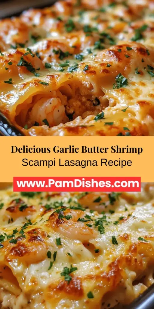 Elevate your dinner game with this irresistible Garlic Butter Shrimp Scampi Lasagna. A delightful fusion of traditional lasagna and fresh seafood, it features layers of tender pasta, succulent shrimp, aromatic garlic, and creamy cheeses. The rich flavors come together to create a dish that’s perfect for any gathering or special occasion. Plus, it's surprisingly easy to make! Impress your guests with this innovative twist on a classic comfort food.